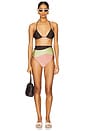 view 1 of 3 Giardino High-Waisted Bikini Set in Coffee, Green & Pink