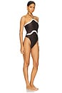 view 2 of 3 Giardino High-Leg Halterneck Swimsuit in Coffee & Off White