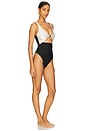 view 2 of 3 Solid AD Cut-Out Swimsuit in Black & Off White