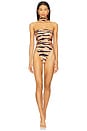 view 1 of 5 X Sabine Getty High Leg Strapless One Piece Swimsuit in Beige