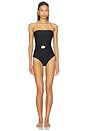 view 1 of 3 MAILLOT DE BAIN UNE PIÈCE BANDEAU BELTED STRAPLESS SWIMSUIT in Black & White