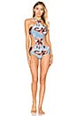 view 1 of 3 Maxi Flower Cut Out Swimsuit in Antique Blue