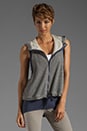 view 3 of 6 Sleeveless Athletic Hoodie in Dark Grey Heather/Urban Sky in Dark Grey Heather & Urban Sky