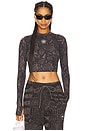 view 1 of 4 True Purpose Training Long Sleeve Crop Top in Black & Charcoal