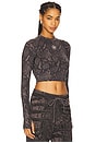 view 2 of 4 True Purpose Training Long Sleeve Crop Top in Black & Charcoal