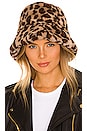 view 1 of 3 Faux Fur Bucket Hat in Brown Leopard