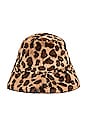 view 3 of 3 Faux Fur Bucket Hat in Brown Leopard