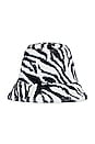 view 2 of 3 Faux Fur Bucket Hat in Zebra