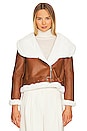 view 2 of 5 Faux Mink Fur Bonded Jacket in Camel & White