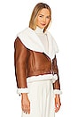 view 3 of 5 Faux Mink Fur Bonded Jacket in Camel & White
