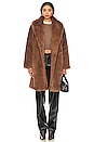 view 1 of 4 Faux Rex Rabbit Coat With Belt in Camel