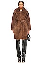 view 2 of 4 Faux Rex Rabbit Coat With Belt in Camel