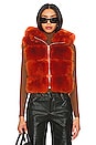 view 1 of 4 Faux Fur Hooded Vest in Orange