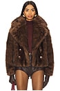 view 1 of 5 THE CORNELIA FAUX FUR ピーコート in Chocolate