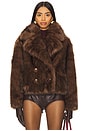 view 2 of 5 THE CORNELIA FAUX FUR ピーコート in Chocolate