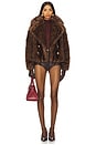 view 5 of 5 THE CORNELIA FAUX FUR ピーコート in Chocolate