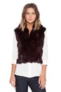 view 2 of 4 Textured Rabbit Fur Vest in Merlot