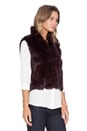 view 3 of 4 Textured Rabbit Fur Vest in Merlot