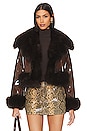 view 1 of 5 Faux Leather & Fur Jacket in Brown