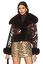 view 2 of 5 Faux Leather & Fur Jacket in Brown