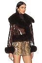 view 3 of 5 Faux Leather & Fur Jacket in Brown