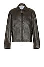 view 1 of 4 Aged Faux Leather Zip Jacket in Black