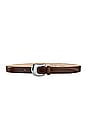 view 1 of 2 Statement Buckle Belt in Tobacco & Silver