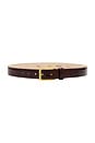 view 1 of 2 No. 5 Crocodile Embossed Belt in Bordeaux & Gold