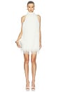 view 1 of 3 Polyester Fringe Halter Mini Dress in Cream