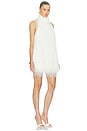 view 2 of 3 Polyester Fringe Halter Mini Dress in Cream