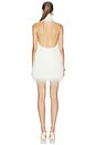 view 4 of 3 Polyester Fringe Halter Mini Dress in Cream