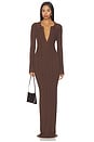 view 1 of 4 Knitted Collar Maxi Dress in Espresso Brown