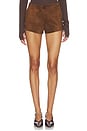 view 1 of 6 Leather Suede Mini Short in Brown Suede
