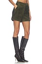 view 2 of 6 Lamb Leather Suede Short in Olive Green