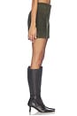 view 4 of 6 Lamb Leather Suede Short in Olive Green