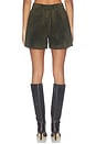 view 5 of 6 Lamb Leather Suede Short in Olive Green