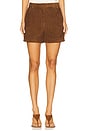 view 1 of 6 레더 숏츠 in Suede Honey Brown