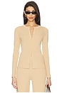 view 1 of 4 Fine Knit Ribbed Cardigan in Tan