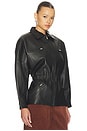 view 2 of 4 Leather Cinched Mid Jacket in Black