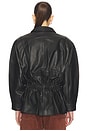 view 3 of 4 Leather Cinched Mid Jacket in Black