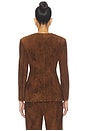 view 3 of 4 Leather Suede Padded Contour Blazer in Suede Honey Brown