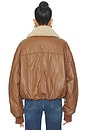 view 4 of 5 レザーボンバージャケット in Chestnut Brown