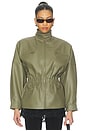 view 1 of 4 Leather Cinched Mid Jacket in Olive Green