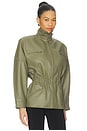 view 2 of 4 Leather Cinched Mid Jacket in Olive Green
