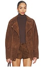 view 2 of 5 Leather Suede Belted Jacket in Brown Suede