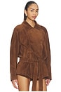 view 3 of 5 Leather Suede Belted Jacket in Brown Suede