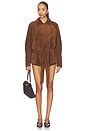 view 5 of 5 Leather Suede Belted Jacket in Brown Suede