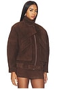 view 4 of 5 Lamb Leather Suede Aviator Jacket in Espresso Brown