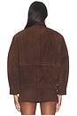 view 5 of 5 Lamb Leather Suede Aviator Jacket in Espresso Brown