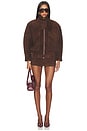 view 6 of 5 Lamb Leather Suede Aviator Jacket in Espresso Brown